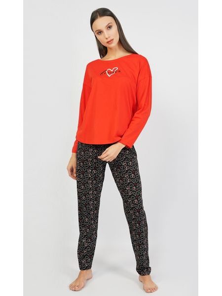 Dámské pyžamo dlouhé Forever - červená
