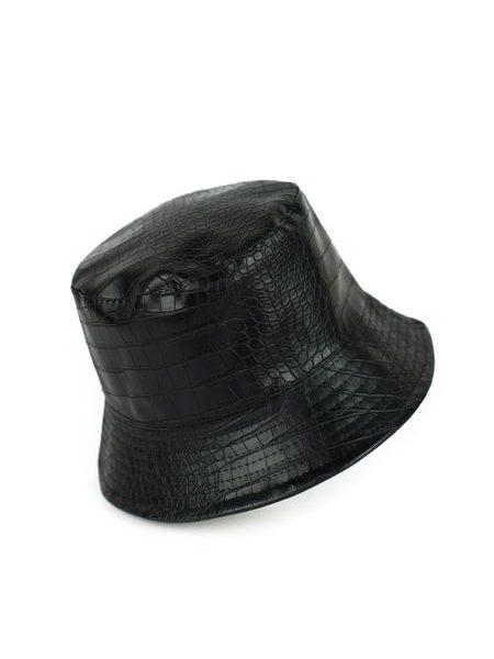 Stylový koženkový klobouk - černý