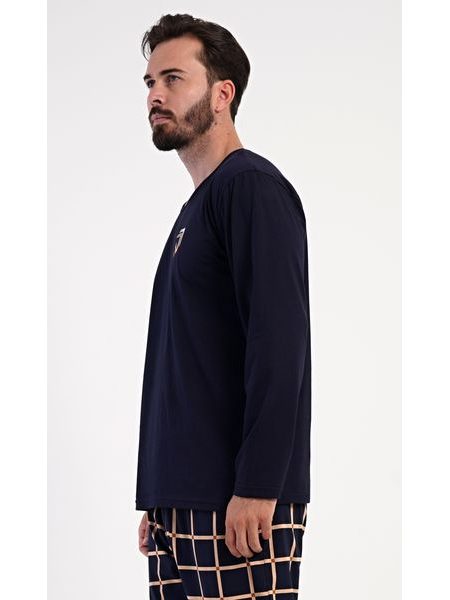 Pánské pyžamo dlouhé Alfréd - tmavě modrá