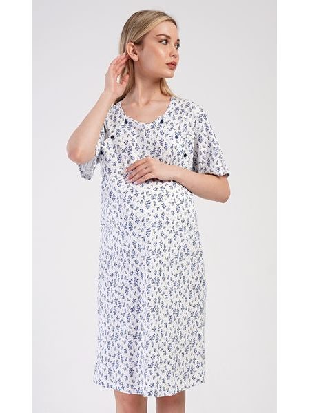 Dámská noční košile mateřská Flowers - modrá
