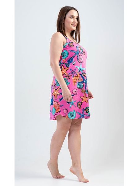 Dámská noční košile na ramínka Moře - růžová