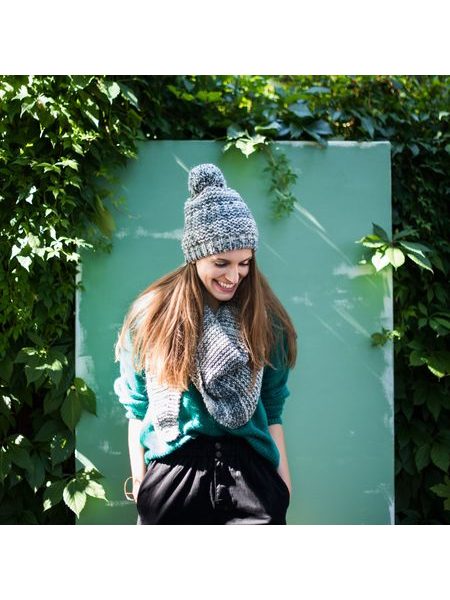 Set pletené čepice se šátkem světle šedá melanž
