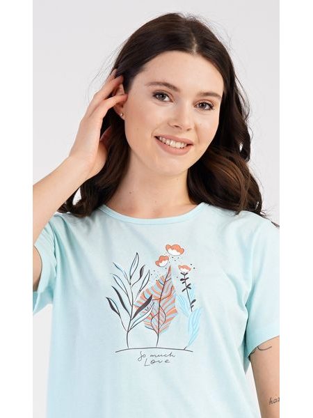 Dámské domácí šaty s krátkým rukávem Garden - mentolová