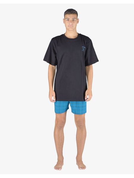 Pánské pyžamo krátké pánské, šité, s potiskem Pyžama 2023 79148P - černá petrolejová