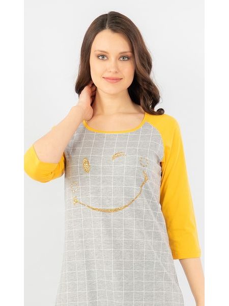 Dámská noční košile s tříčtvrtečním rukávem Úsměv - šedá