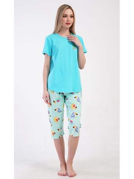 Dámské pyžamo kapri Papoušek - tyrkysová