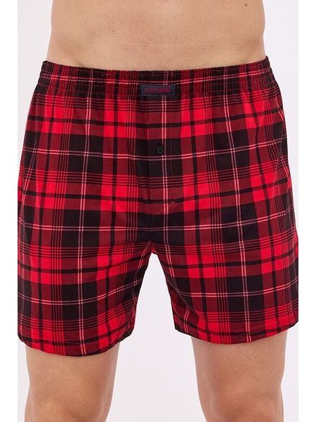 Bavlněné trenýrky Comfort 295 červené s káro vzorem