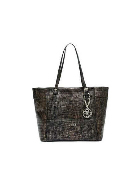 Elegantní business kabelka Guess Delaney Python Embossed Small Classic Tote bronzová