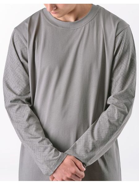 Pánské košile noční dlouhý rukáv, šité, s potiskem 79203 - šedá peprmint