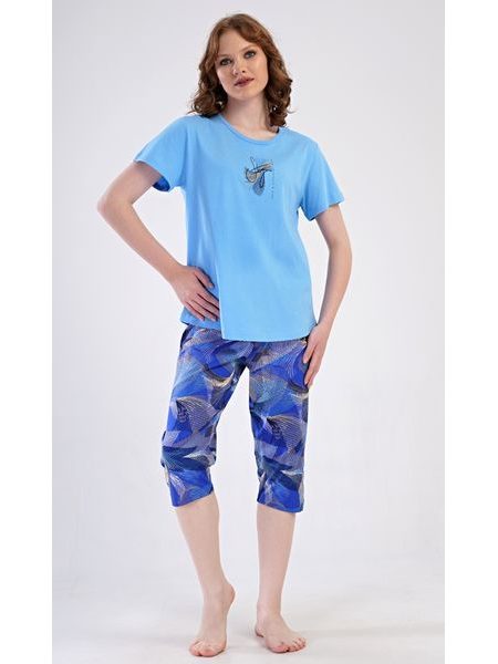 Dámské pyžamo kapri Eliza - modrá
