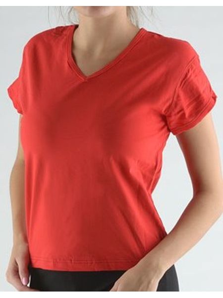 Dámské tričko s krátkým rukávem, krátký rukáv, šité, jednobarevné 98022P - třešňová