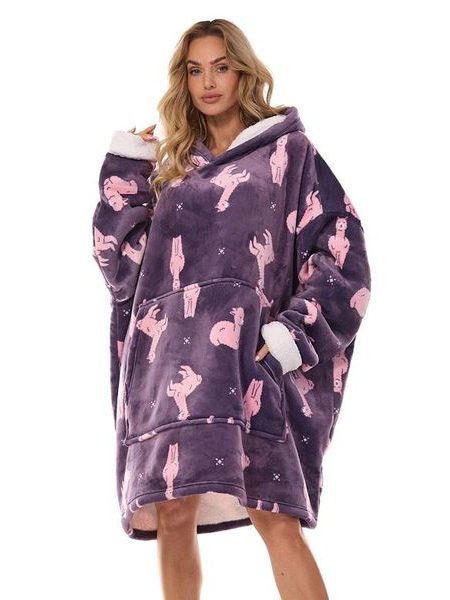 Oversize mikina Hoodie fialová lamy