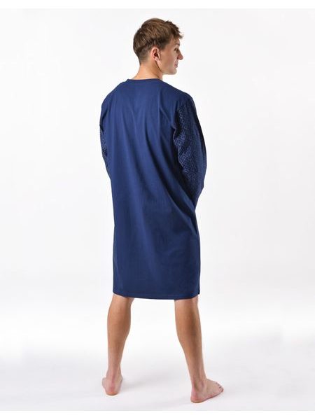 Pánská košile noční dlouhý rukáv, šité, s potiskem 79203 - lékořice bílá