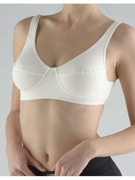 Dámská podprsenka sportovní, bez kostice, šité, jednobarevné 97017P - žlutobílá