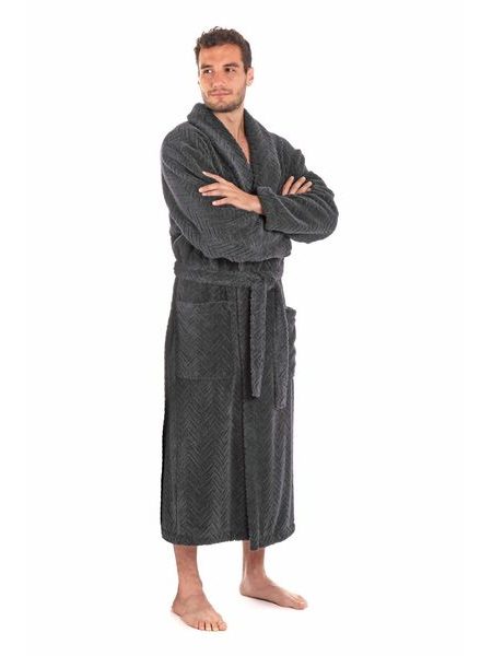 Pánský dlouhý župan se šálovým límcem ATHENA antracitová