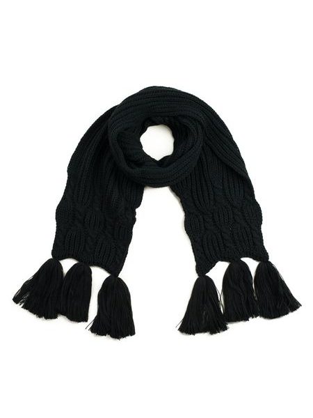 Pletený šál s třásněmi - modrý