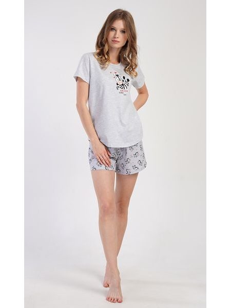 Dámské pyžamo šortky Zebra - světle šedá