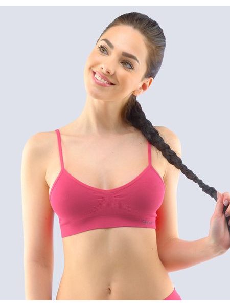 Dámský top podprsenkový s úzkými ramínky, úzká ramínka, bezešvé, jednobarevné Bamboo PureLine 07010P - purpurová