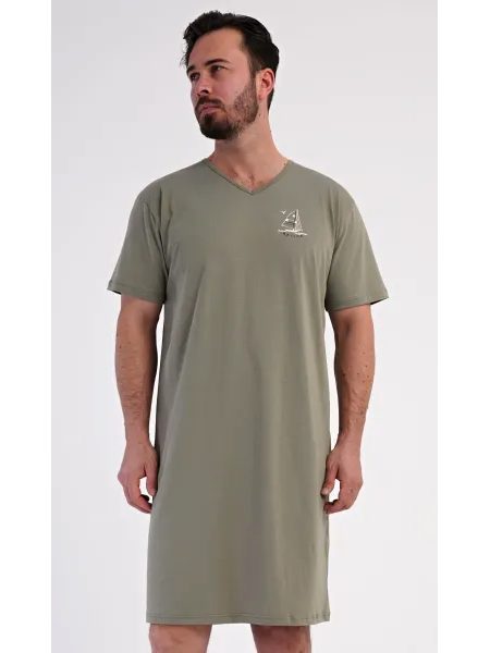 Pánská noční košile s krátkým rukávem Adrien - khaki