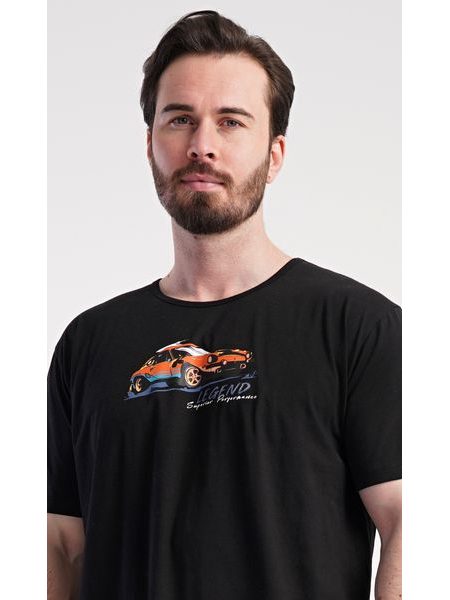 Pánská noční košile s krátkým rukávem Legend - černá