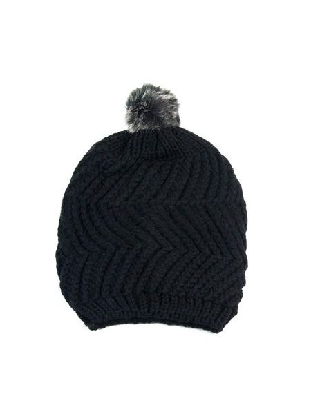 Čepices kožíškovou bambulí černá