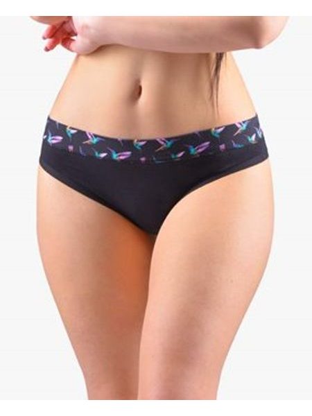 Dámské kalhotky bokové se širokým bokem, širší bok, šité, s potiskem Disco XVII 16172P - černá fialová