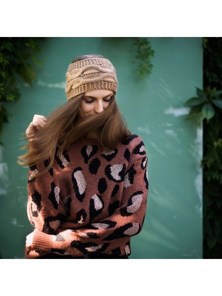 Zimní pletená čelenka černá