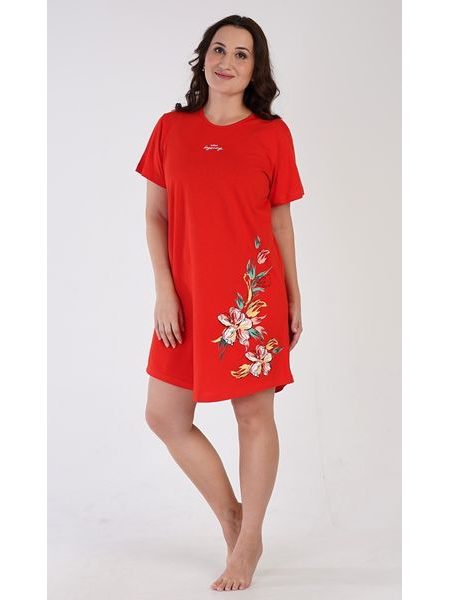 Dámská noční košile s krátkým rukávem Alena - červená