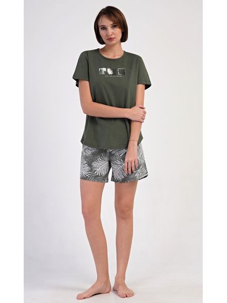 Dámské pyžamo šortky Barbora - khaki