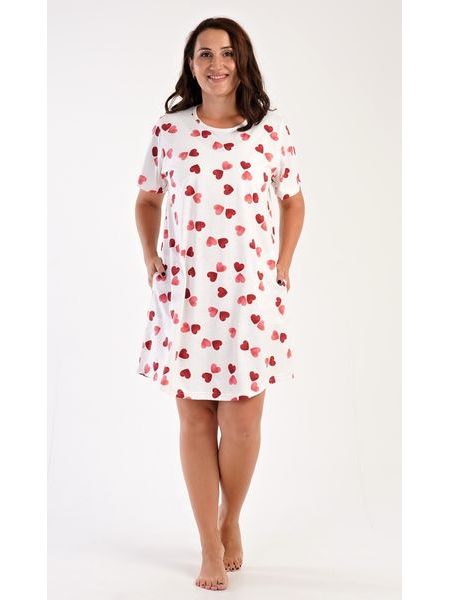 Dámské domácí šaty s krátkým rukávem Valentýna - jahodová