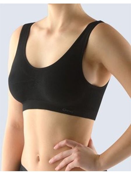 Dámská podprsenka se širokými ramínky, bez kostice, bezešvé, jednobarevné MicroBavlna 07005P - černá