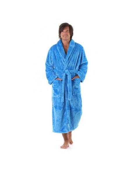 Unisex dlouhý hřejivý župan se šálovým límcem LILLY a JACK EXTRA středně modrá