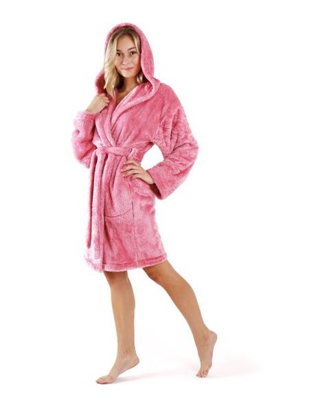 Dámský 3/4 hřejivý župan s kapucí LILLY EXTRA starorůžová