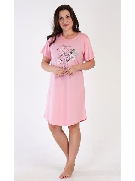 Dámská noční košile s krátkým rukávem Motýl - lososová