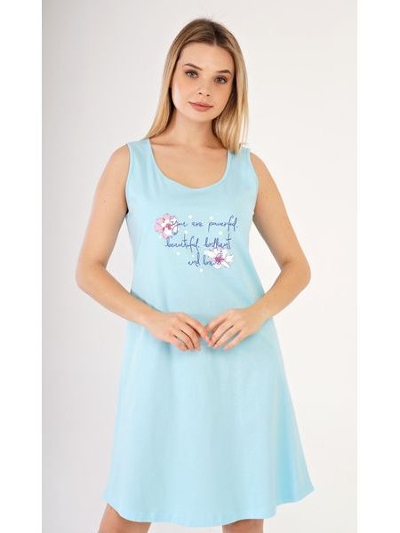 Dámská noční košile na ramínka Ellie - světle modrá