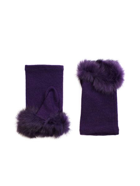 Rukavice s kožešinkou tmavorůžové