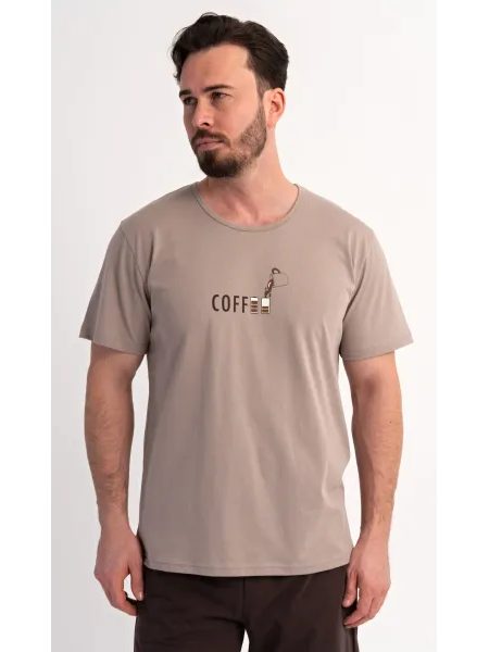 Pánské pyžamo šortky Coffee - smetanová