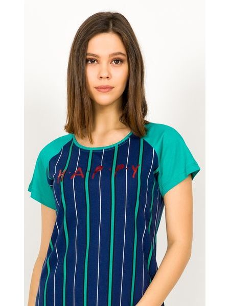 Dámská noční košile s krátkým rukávem Happy - tmavě modrá