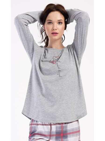 Dámské pyžamo dlouhé Brigitte - šedá