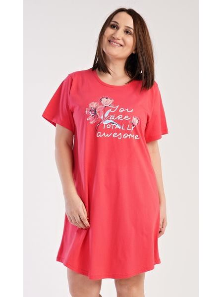 Dámská noční košile s krátkým rukávem Casandra - korálová