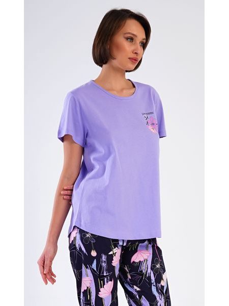 Dámské pyžamo kapri Flowers - fialová