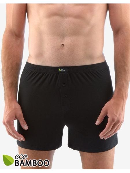 Pánské trenky volné, šité, jednobarevné Eco Bamboo 75194P - černá