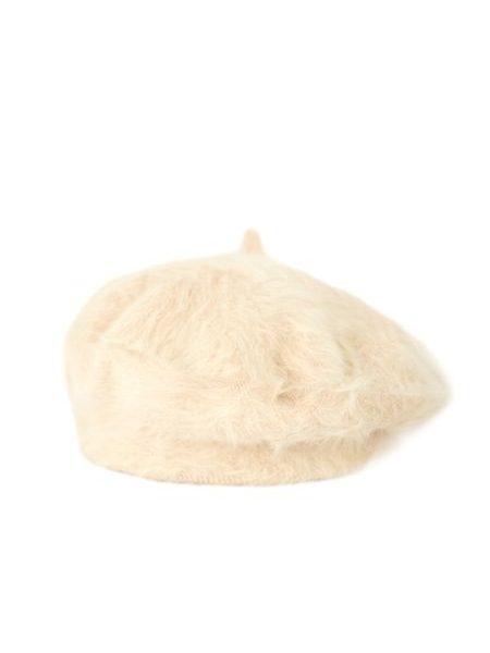 Angorový baret s anténkou světle béžová