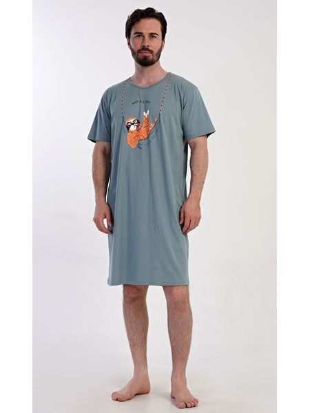 Pánská noční košile s krátkým rukávem Pohodář - mátová