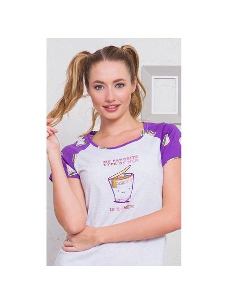 Dámská noční košile s krátkým rukávem Erika - světle šedá