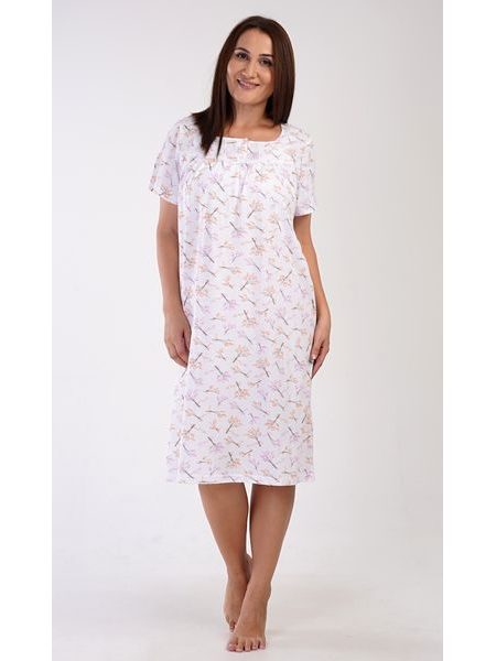 Dámská noční košile s krátkým rukávem Tulipány - modrá