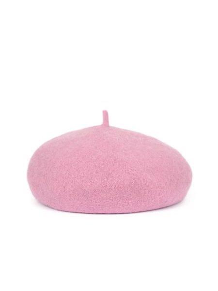 Klasický francouzský baret s anténkou, fialovo-růžový