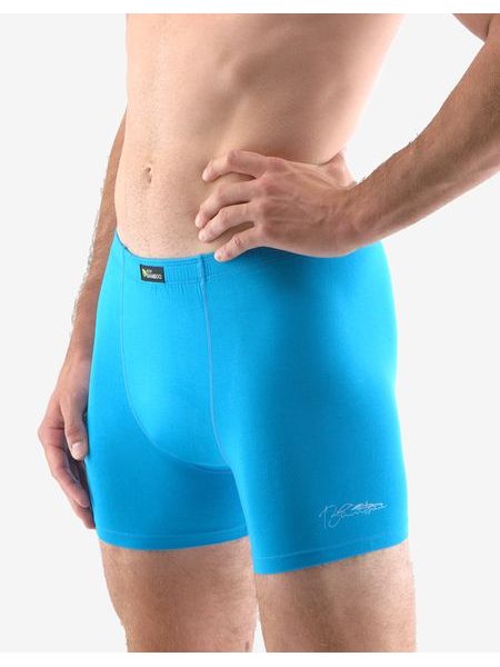 Pánské boxerky s delší nohavičkou, delší nohavička, šité, s potiskem Eco Bamboo 74158P - dunaj pomnenková