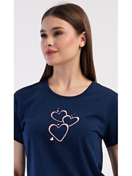 Dámské pyžamo kapri Srdce - tmavě modrá