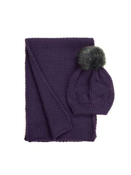 Sada čepice se šálou fialová